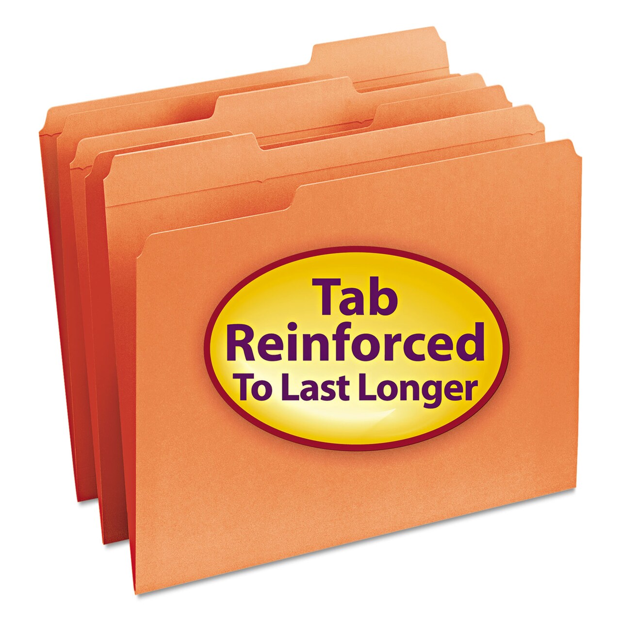 Smead Reinforced Top Tab Colored File Folders 1/3-Cut Tabs Letter Size Orange 100/Box